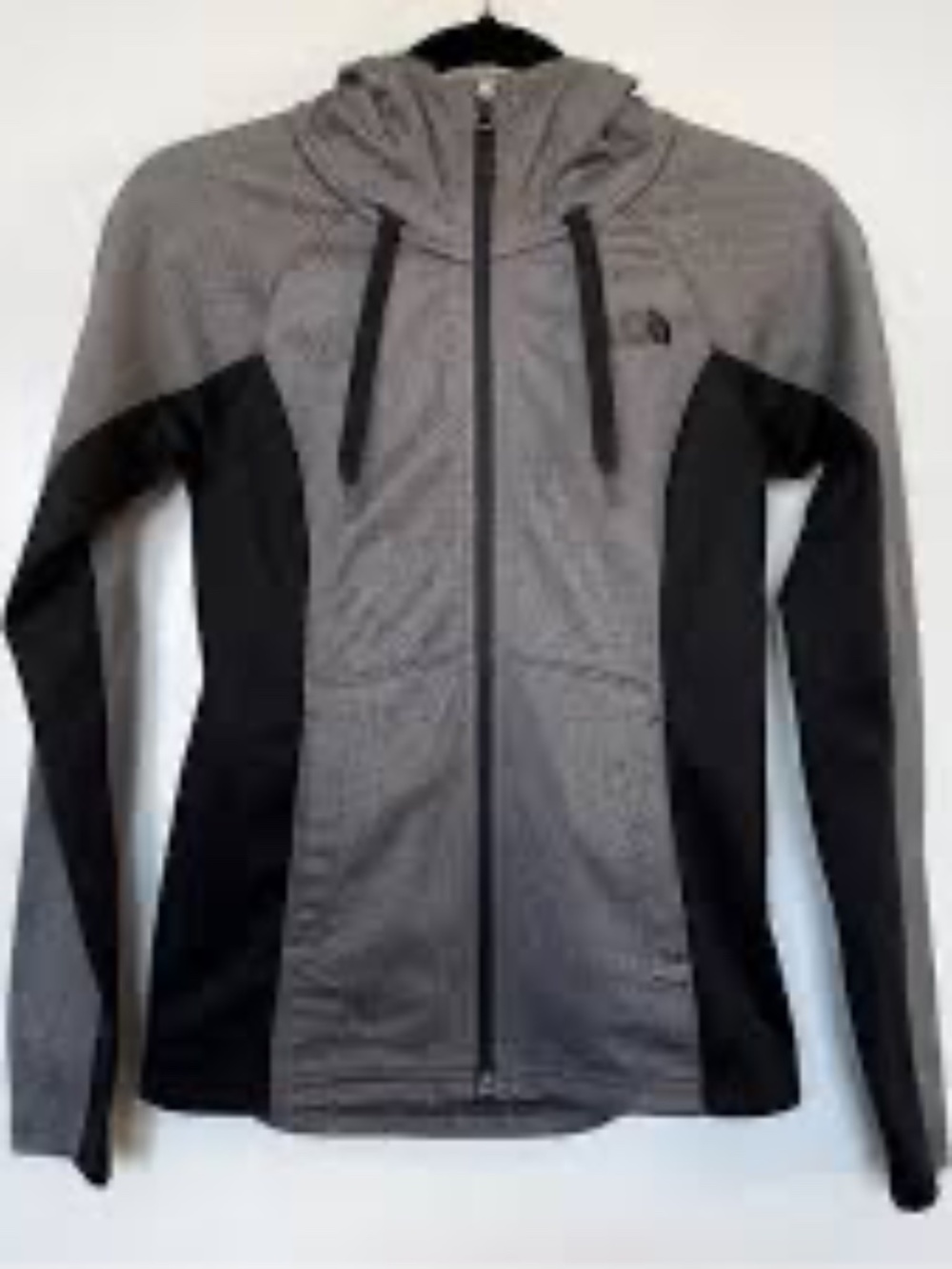 North Face Women's Grey/black Zip Front Hoodie